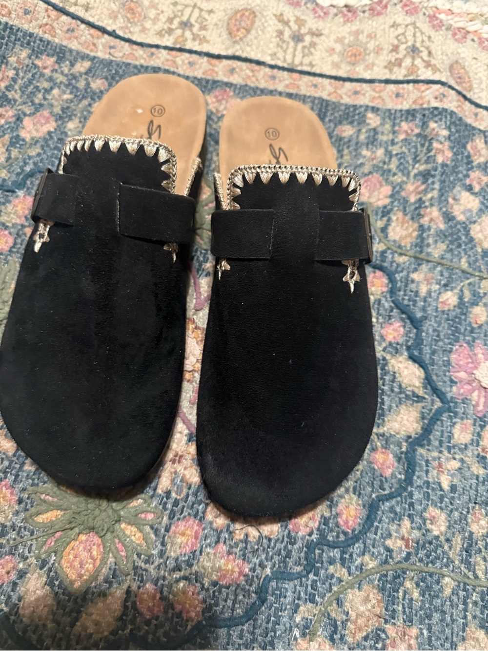 Seven7 Black Suede Slip-On Loafers with Stitch Trim